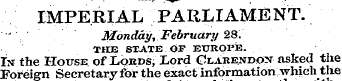 IMPERIAL PARLIAMENT. ' Monday, February ...
