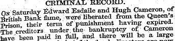 CRIMINAL , RECORD. n * Saturday Edward E...
