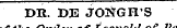 DR. DE JONGH'S Order of of