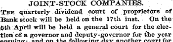 JOINT-STOCK COMPANIES. The quarterly div...