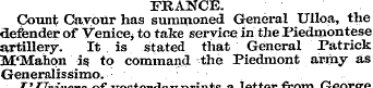 FRANCE. Count Cayour has summoned Genera...