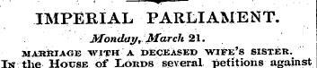 ¦ —¦ .. w. • . ... IMPERIAL PARLIAMENT. ...