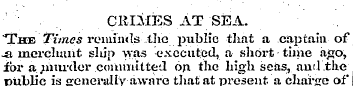CRIMES AT SEA. "The Times reminds the pu...