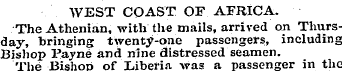 WEST COAST OF AFRICA. The Athenian, with...