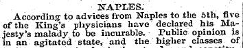 NAPLES. ' According to advices from Napl...
