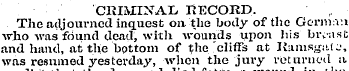 CRIMINAL RECORD. The adjourned inquest o...