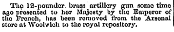 The 12-pounder. brass artillery gun some...