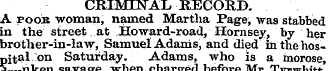 CRIMINAL RECORD. A poob woman, named Mar...