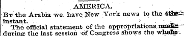 AMERICA. By the Arabia we have New York ...