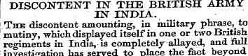 DISCONTENT IN THE BRITISH ARMY IN INDIA....