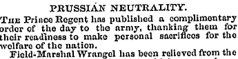 PRUSSIAN NEUTRALITY". Tub Prince Regent ...