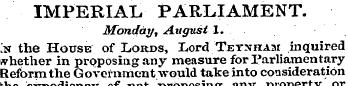 IMPERIAL, PARLIAMENT. Monday, August 1. ...