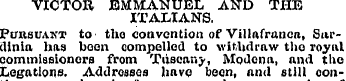 VICTOR EMMANUEL AND THE ITALIANS. Pursua...