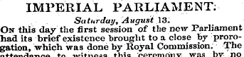 IMPERIAL PARLIAMENT: Saturday, August 13...