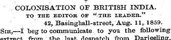 COLONISATION OF BRITISH INDIA. TO THE ED...