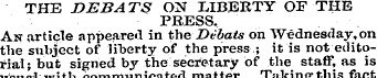 THE DEB ATS ON LIBERTY OF THE PRESS, An ...