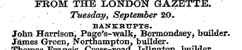 FROM THE LONDON GAZETTE. Tuesday, Septem...