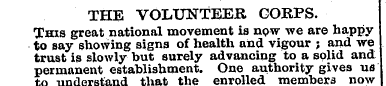 THE VOLUNTEER CORPS. This great national...