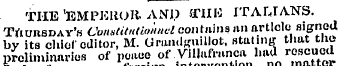 THE 'EMPEROR- ANJ) STUB ITALIANS. Thursd...