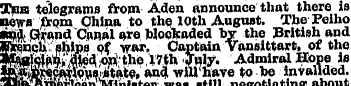 la^HB telegrams from Aden Announce that ...