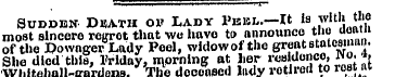 Sudden Dba.th ov Lady Vehu—U la with the...