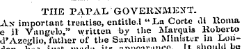THE PAPAL GOVERNMENT. An important treat...