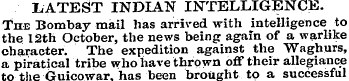 LATEST INDIAN INTELLIGENCE. The Bombay m...
