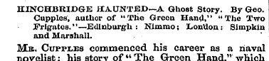 HINCHBRIJDGE HA. UNT JED—A Ghost Story. ...