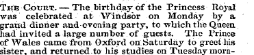 The Couut. — The birthday of the Princes...