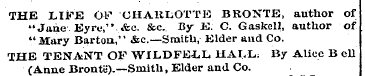 THE LIFE OV CHARLOTTE BRONTE, author of ...