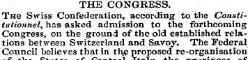THE CONGRESS. Tiie Swiss Confederation, ...