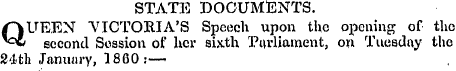 STATE DOCUMENTS. QUEEN "VICTORIA'S Speec...