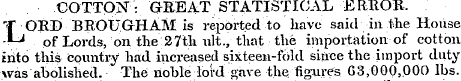 COTTON: GREAT STATISTICAL ERROR, LORD B ...