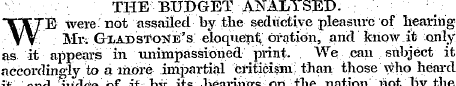 THE BUDGET ANALYSED. "VjETE were: not as...