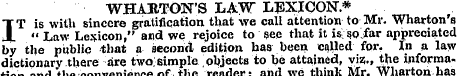 WHABTON'S LAW LEXICON* IT is with sincer...