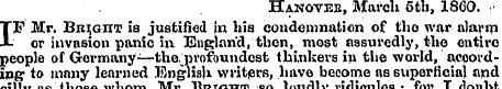 Hanovee, March 5th, 1860. IF Mr. Bright ...
