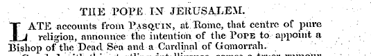 THE POPE IN JERUSALEM. L ATE accounts fr...