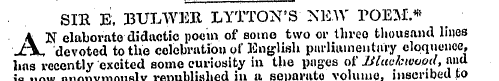 SIR E, BULWER LYTTON'SNEW POEM:.• AN ela...