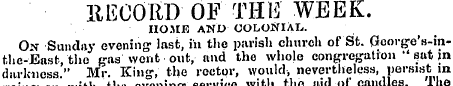 IIECOKD OF THE WEEK. HOME AND COLONIAL,....