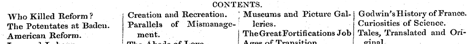 CONTENTS. Who Killed Reform ? Creation a...