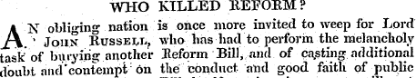 WHO KILLED BEFOBM? AN obliging nation is...