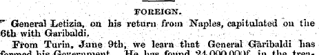 FOREIGN. " General Letizia, on his retur...