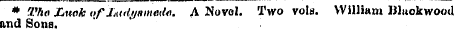 * Tho Luck uflMdyamedc. A Novel. Two vol...