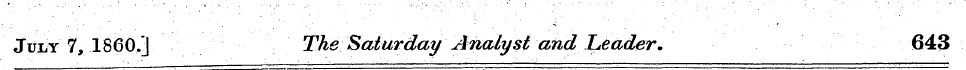 July 7, I860 j The Saturday Analyst and ...
