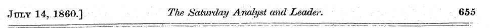 July 14, I860.] The Saturday Analyst mid...