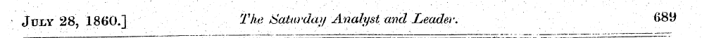 ¦¦ July 28, I860.] The Saturday/Analyst ...
