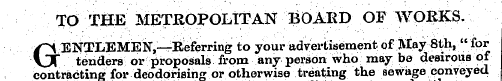 TO THE METKOPOLTTAN BOARD OF WORKS. ¦ - ...