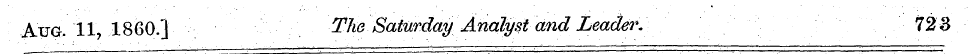 Aug. 11, I860.] Tlie Saturday Analyst an...