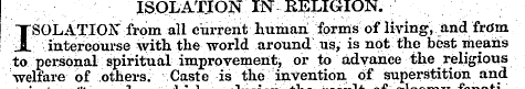 ISOLATION IN" RELIGION. I SOLATION from ...