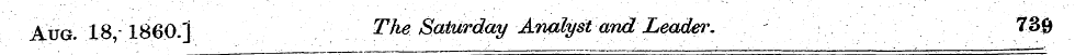 Aug. 18 1860.1 The Saturday Analyst and ...